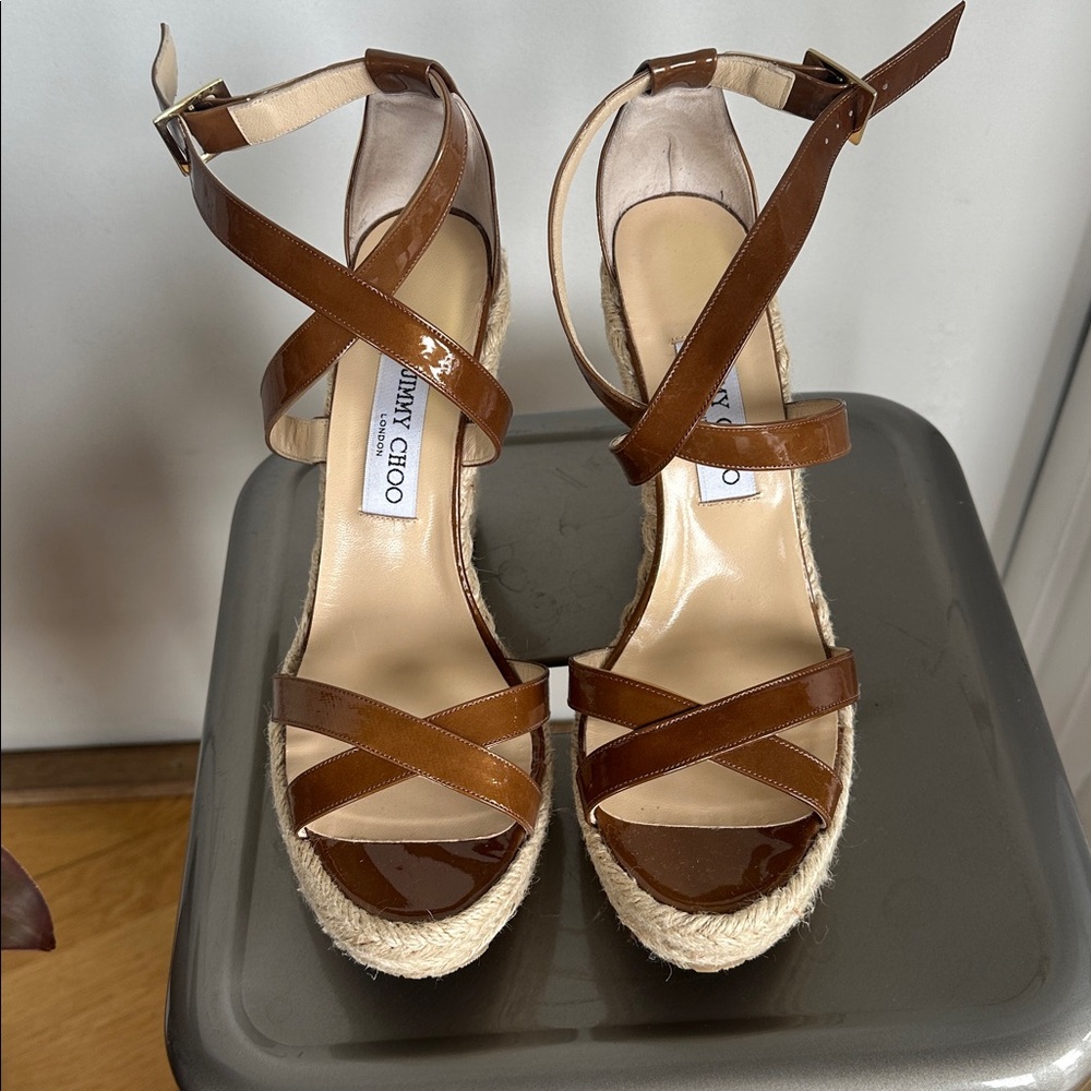 Jimmy Choo Brown Wedge Sandals
